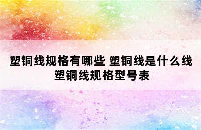 塑铜线规格有哪些 塑铜线是什么线 塑铜线规格型号表